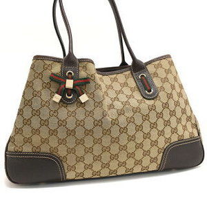 Gucci Princess Tote Bag GG Leather Web Stripe Sherry Ribbon